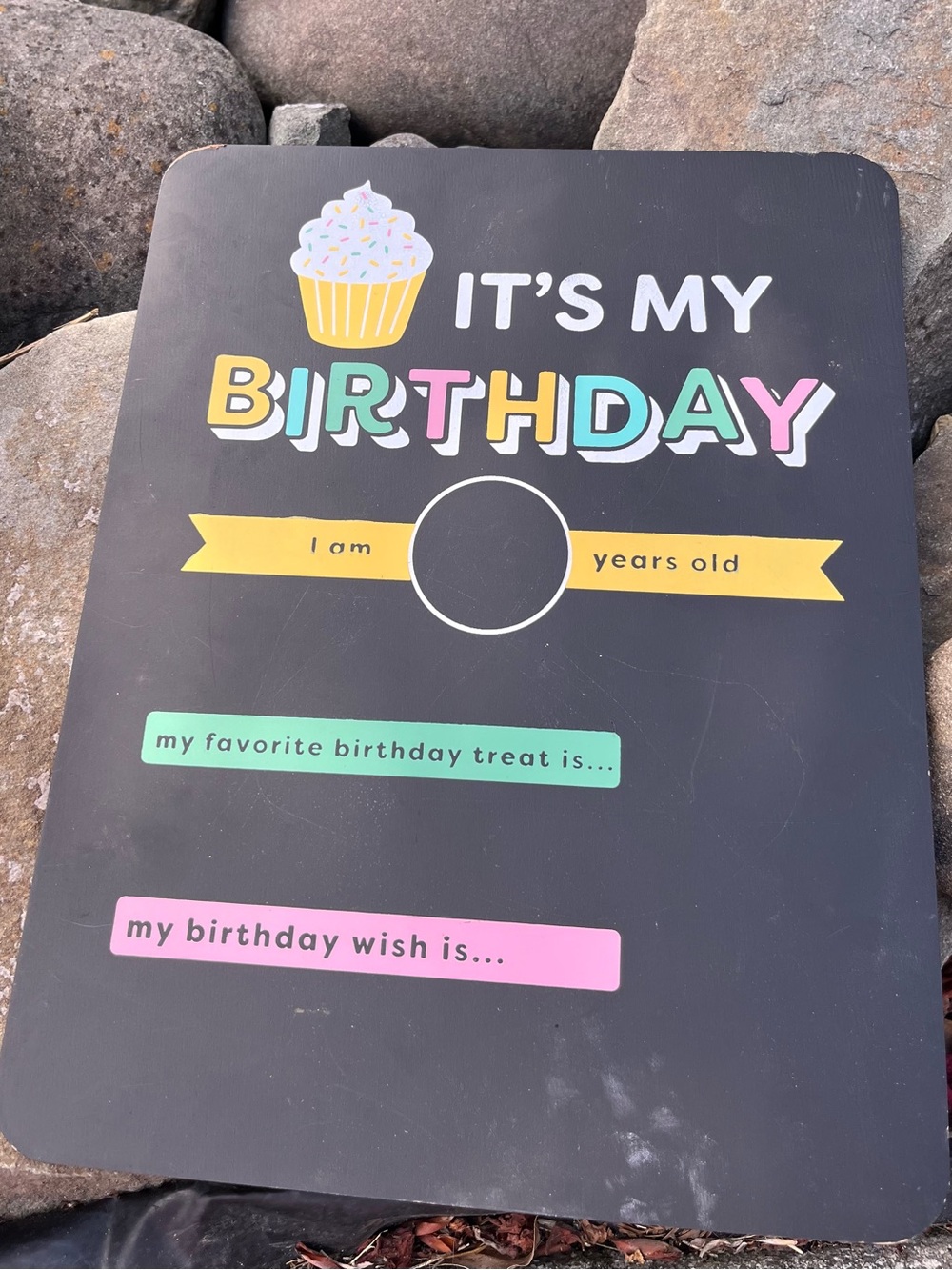 Birthday Chalkboard Sign - Black with Pastel Accents